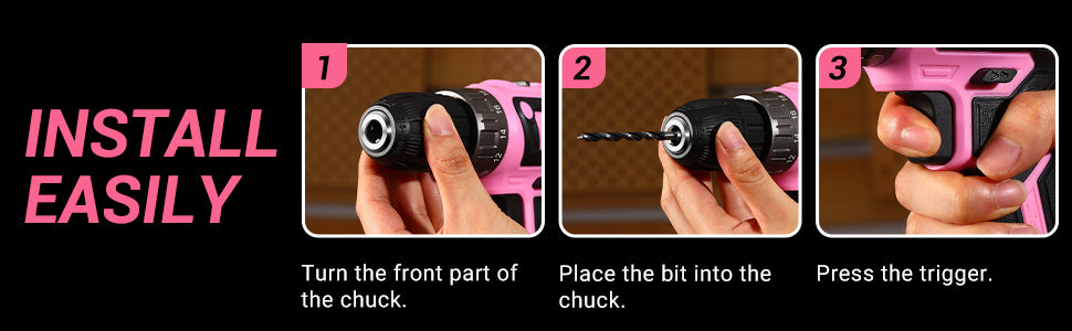 DEKO 20V Pink Cordless Power Drill β Electric Drill Set for Women! ππ§