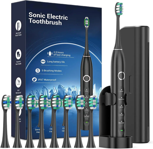Rtauys Upgraded Sonic Electric Toothbrush β for Adults & Kids 12+ with 8 Brush Heads