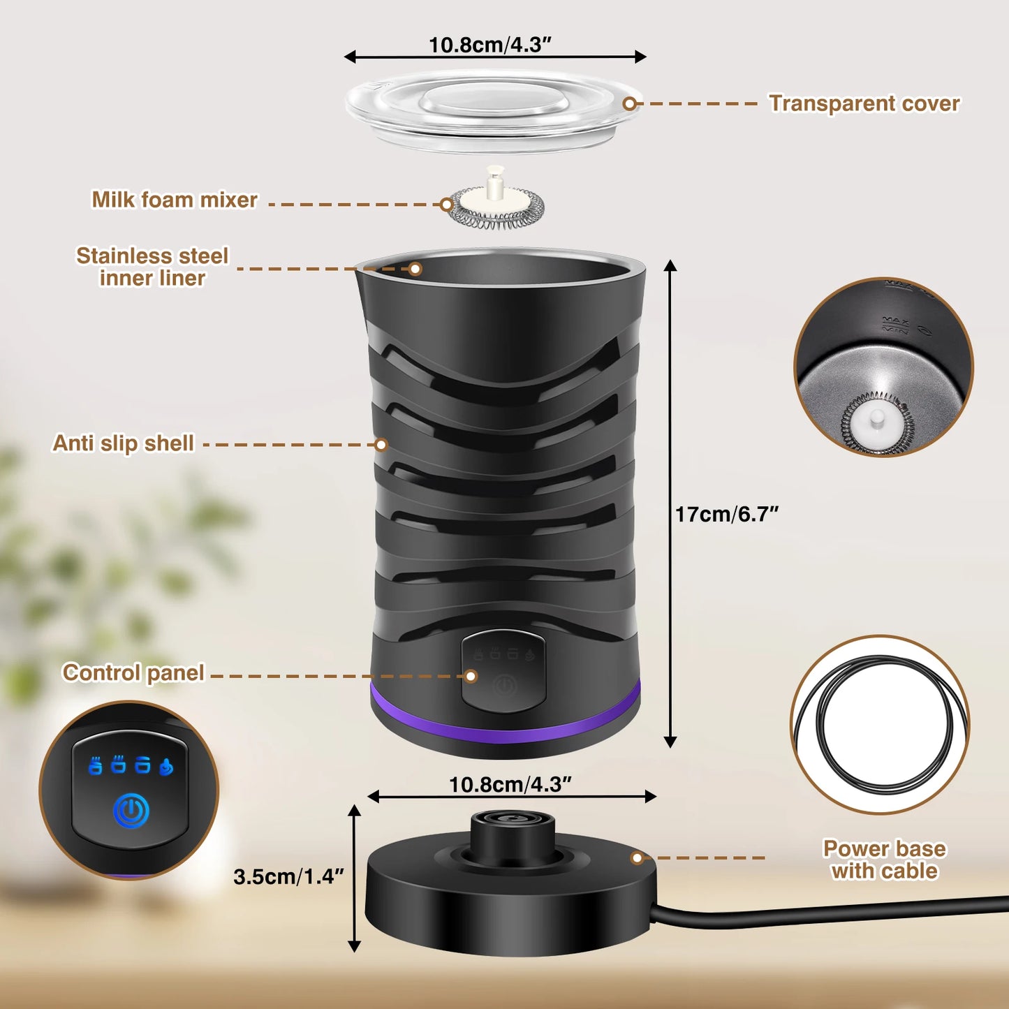 4 in 1 Automatic Hot & Cold Foam Maker for Coffee, Cappuccino & Latte! π₯π₯