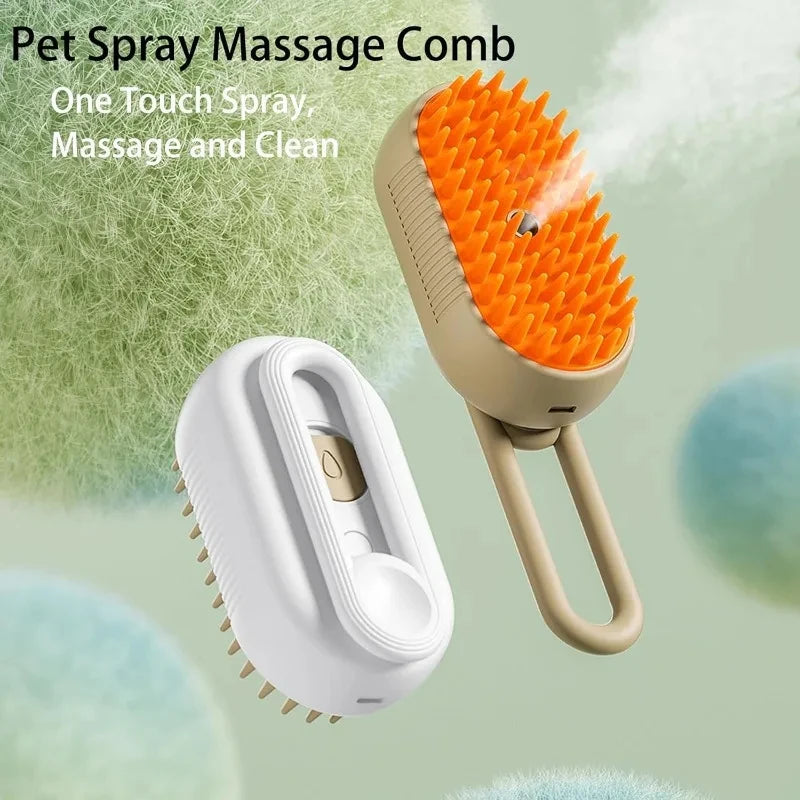 Steamy Dog Brush 3-in-1 Electric Spray & Massage Grooming Brush 🐶💧