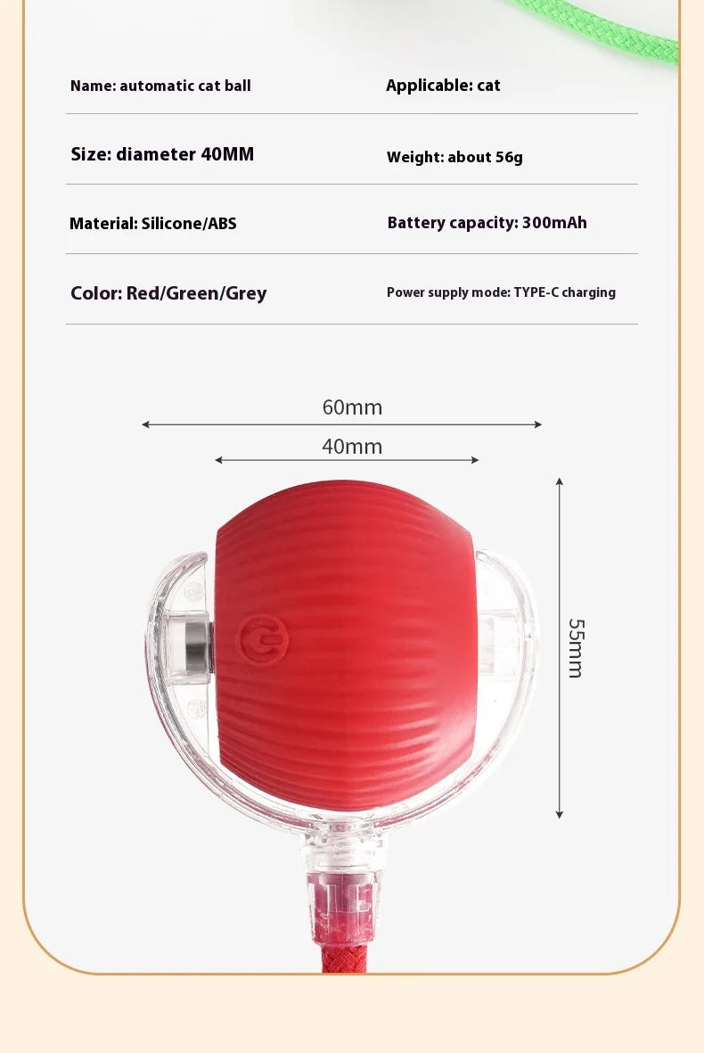 Rechargeable Interactive Cat Toy – Smart Automatic Rolling Ball for Fun Pet Play! 🐱⚡