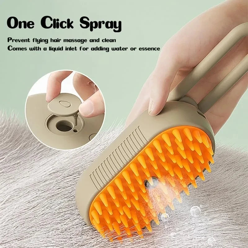 Steamy Dog Brush 3-in-1 Electric Spray & Massage Grooming Brush 🐶💧