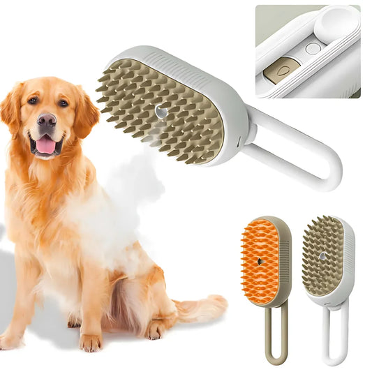 Steamy Dog Brush 3-in-1 Electric Spray & Massage Grooming Brush πΆπ§