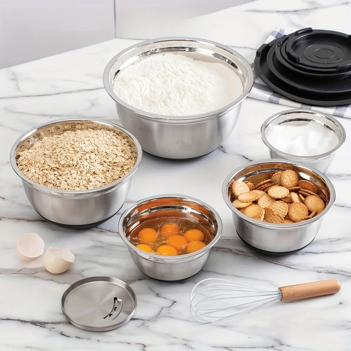 8PCS Airtight Lids, Non-Slip Bottoms & Attachments for Baking & Serving! π°π©βπ³