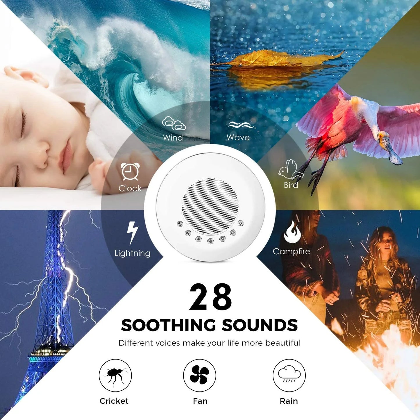 Baby White Noise Sound Machine 28 Soothing Sounds for Peaceful Sleep! šš¼