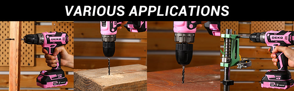 DEKO 20V Pink Cordless Power Drill β Electric Drill Set for Women! ππ§