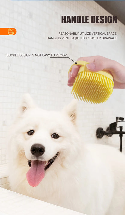 Pet Massage Shampoo Dispenser with Soft Silicone & Rubber Bristles for Dogs & Cats! 🐱✨
