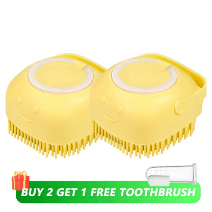 Pet Massage Shampoo Dispenser with Soft Silicone & Rubber Bristles for Dogs & Cats! 🐱✨