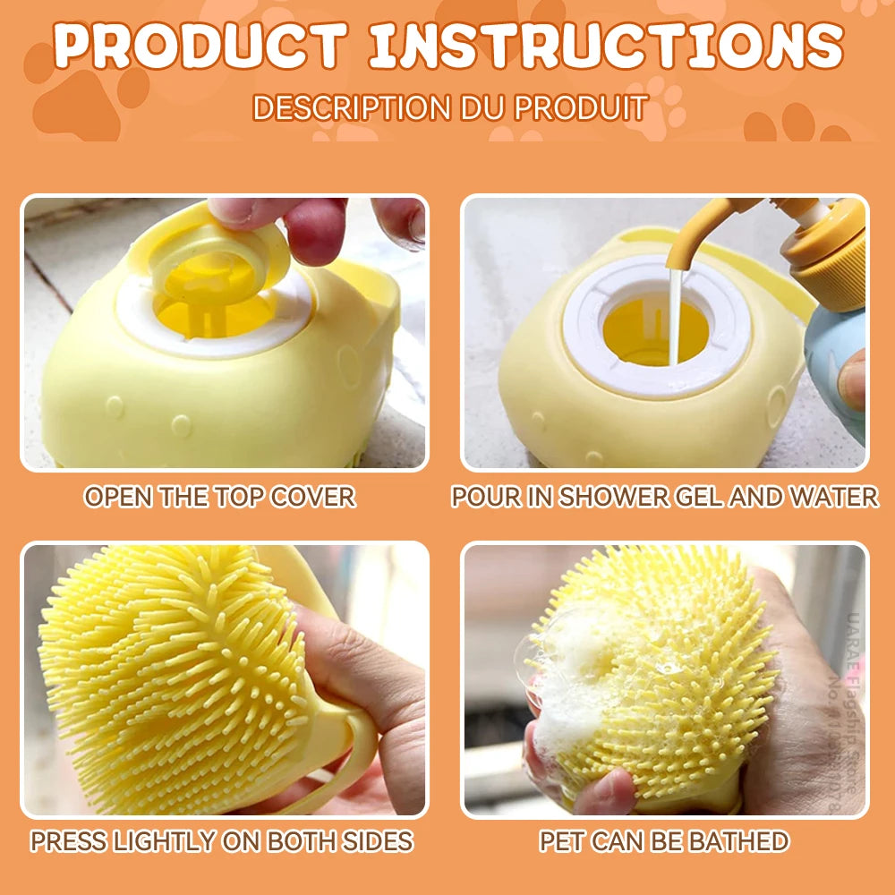 Pet Massage Shampoo Dispenser with Soft Silicone & Rubber Bristles for Dogs & Cats! 🐱✨