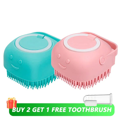 Pet Massage Shampoo Dispenser with Soft Silicone & Rubber Bristles for Dogs & Cats! 🐱✨
