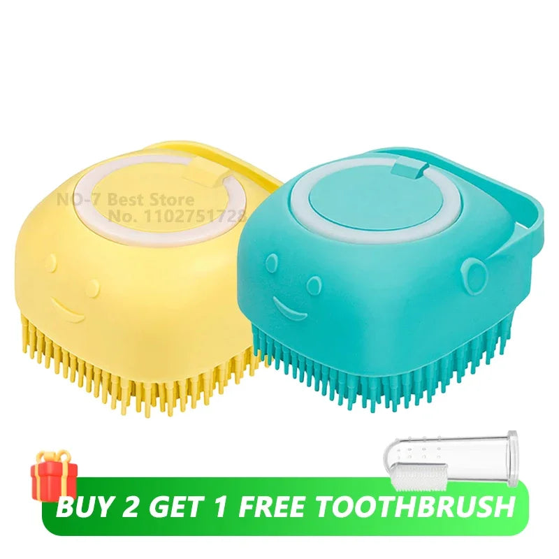 Pet Massage Shampoo Dispenser with Soft Silicone & Rubber Bristles for Dogs & Cats! 🐱✨