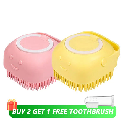Pet Massage Shampoo Dispenser with Soft Silicone & Rubber Bristles for Dogs & Cats! 🐱✨