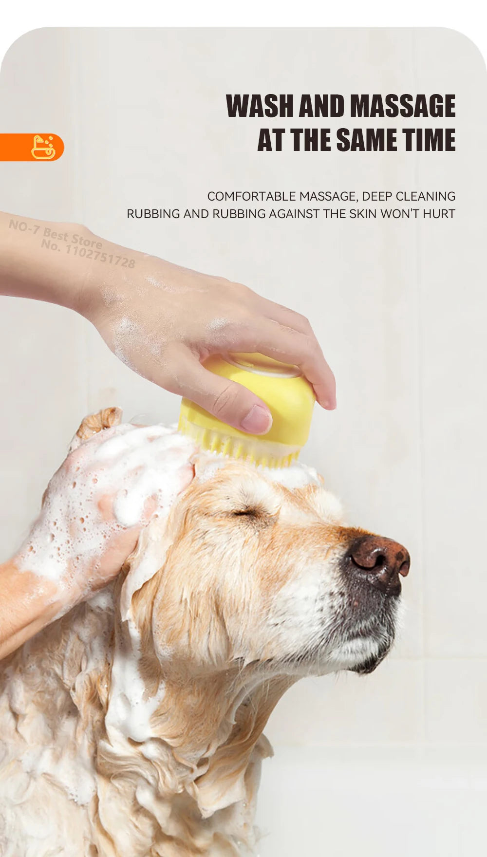 Pet Massage Shampoo Dispenser with Soft Silicone & Rubber Bristles for Dogs & Cats! 🐱✨