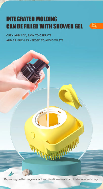 Pet Massage Shampoo Dispenser with Soft Silicone & Rubber Bristles for Dogs & Cats! 🐱✨