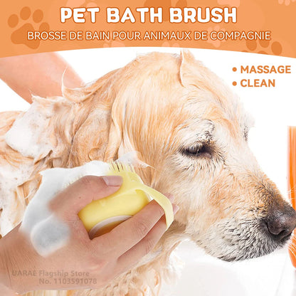 Pet Massage Shampoo Dispenser with Soft Silicone & Rubber Bristles for Dogs & Cats! 🐱✨