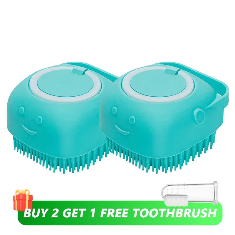 Pet Massage Shampoo Dispenser with Soft Silicone & Rubber Bristles for Dogs & Cats! 🐱✨