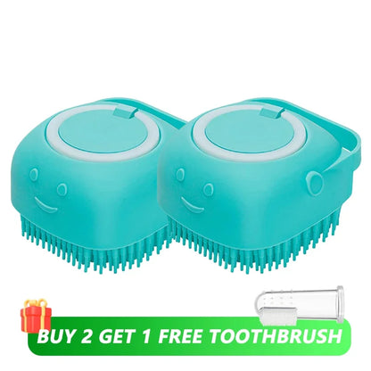 Pet Massage Shampoo Dispenser with Soft Silicone & Rubber Bristles for Dogs & Cats! 🐱✨