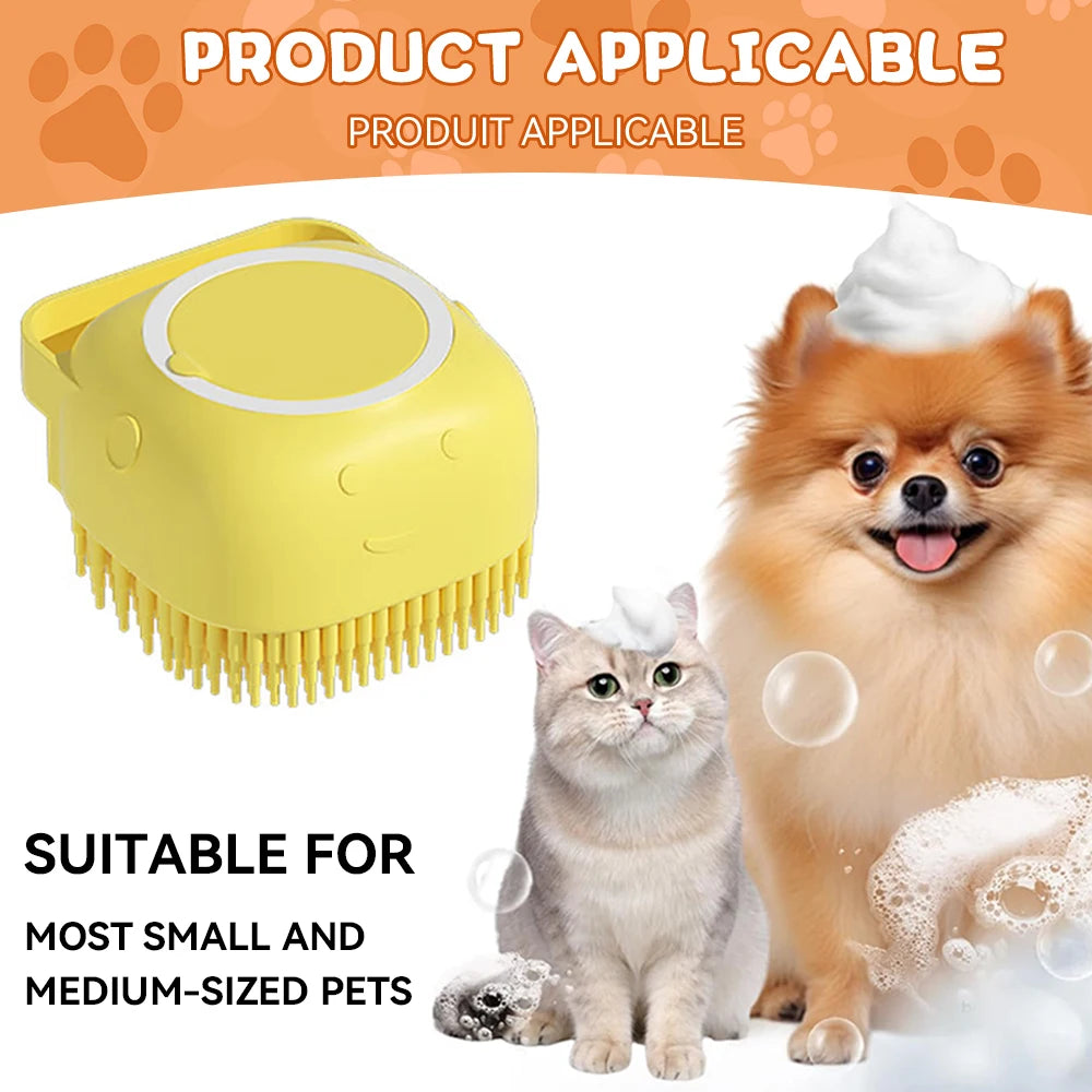 Pet Massage Shampoo Dispenser with Soft Silicone & Rubber Bristles for Dogs & Cats! 🐱✨