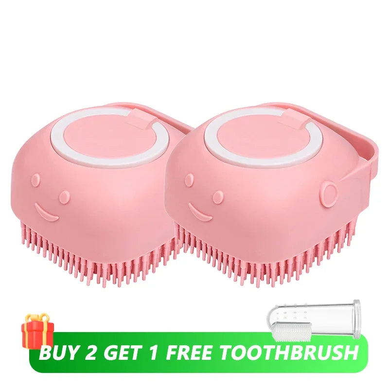 Pet Massage Shampoo Dispenser with Soft Silicone & Rubber Bristles for Dogs & Cats! 🐱✨